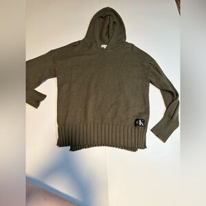 Calvin Klein Women’s Large Forest Green Hooded Pullover Sweater